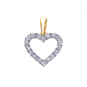 14 krt bi-colour gouden hartje verfraaid met 18 briljant geslepen diamanten met een gezamenlijk gewicht van 0.19 crt. H- SI - 11112405