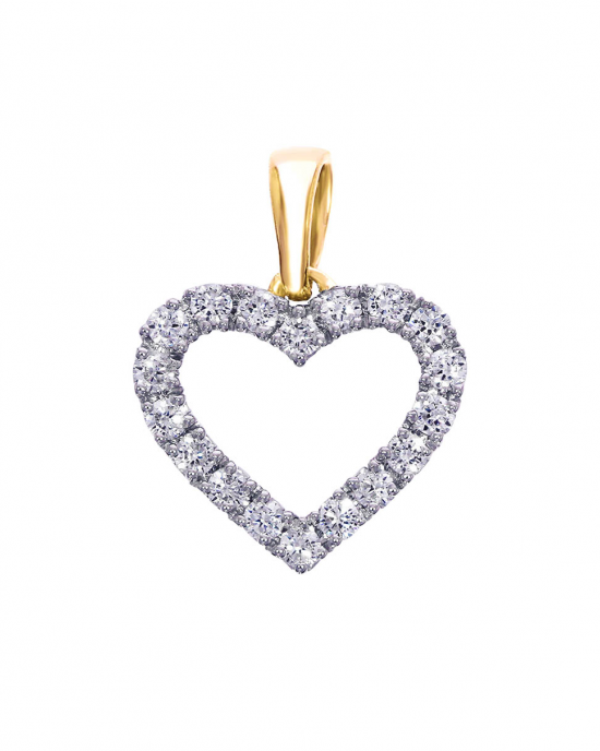 14 krt bi-colour gouden hartje verfraaid met 18 briljant geslepen diamanten met een gezamenlijk gewicht van 0.19 crt. H- SI - 11112405