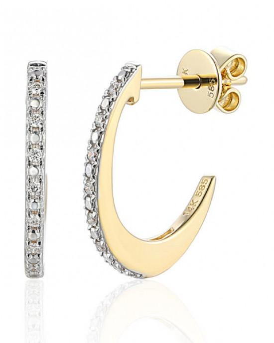 14 karaats bi-colour gouden oorsieraden, stekercreolen met aan de voorzijde 14 briljant geslepen diamanten met een gezamenlijk gewicht van 0.06 crt. H- SI - 11112414