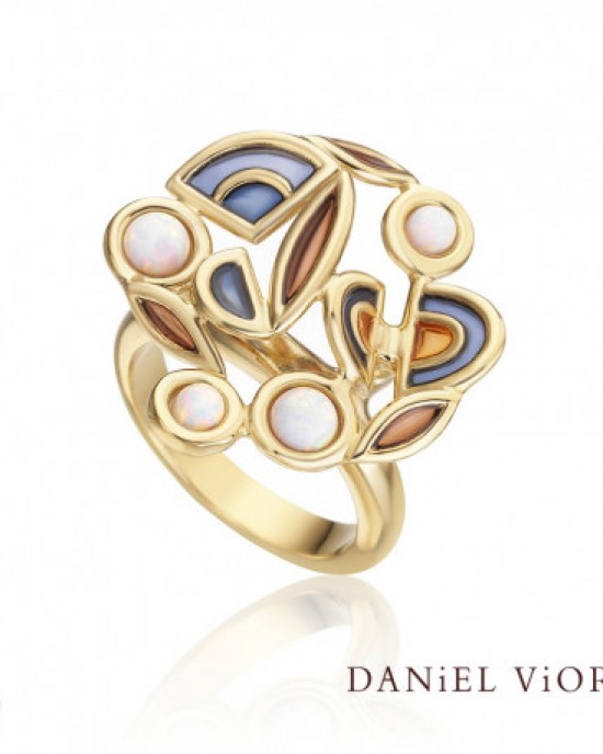 Daniel Vior zilver geelvergulde ring model Filam, opaal, verguld - 11112514