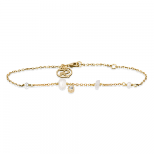 zilveren Rabinovich armband Minetta geel verguld en versierd met parel, maansteen, kristal en zirconia - 11112551