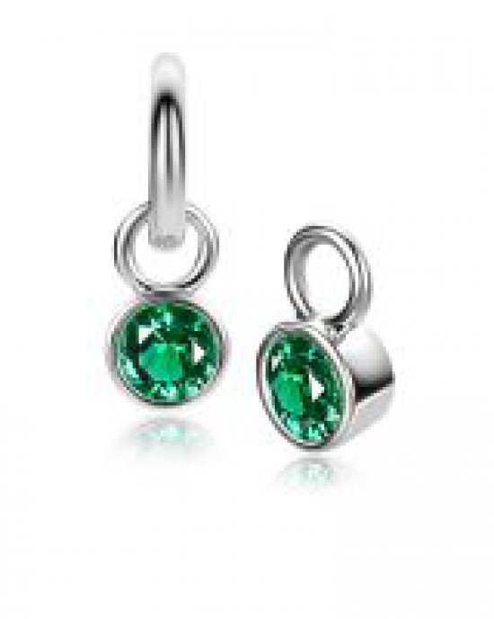 zilveren Zinzi creoolhangers geboortesteen Mei groene zirconia, ZICHZ-mei - 11112559