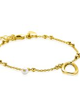 zilveren fantasie Zinzi schakelarmband, geel verguld, verfraaid ovale hangers en parels, ZIA2405 - 11112578