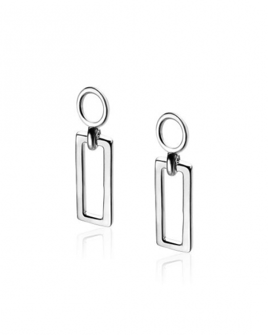 zilveren Zinzi oorring hangers; open rechthoek ; zich1692 - 11112637