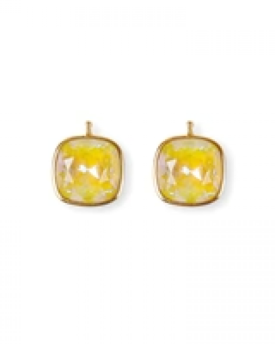 Zilveren Heide Heinzendorff creoolhangers geel verguld kussenvormig met gefacetteerde quartz glasstenen, refnr 2230065925 - 11112663