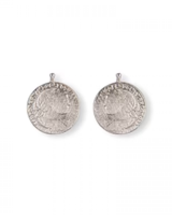 zilveren Heide Heinzendorff creoolhangers gerhodineerd, munten ca 16 mm , 22320070900 - 11112664