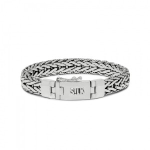 Silk armband, geoxydeerd zilver met insteekveerslot en veiligheidsachtjes, model 237 op 20 cm lengte - 11112672