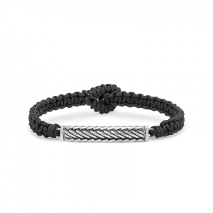 Zilveren Silk armband model 688BLK.21 ,met paracord geknoopt op 21 cm - 11112676