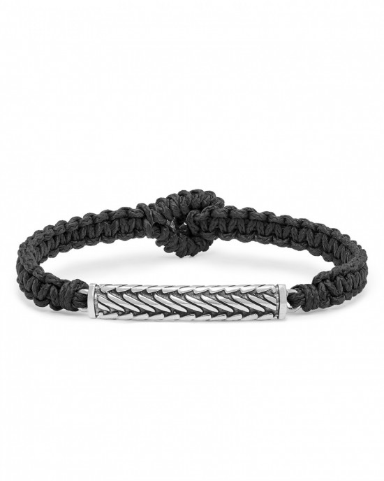 Zilveren Silk armband model 688BLK.21 ,met paracord geknoopt op 21 cm - 11112676