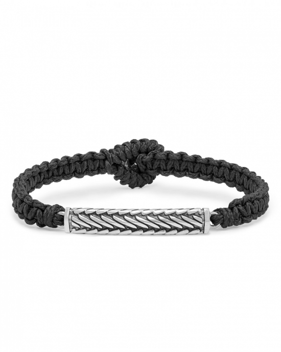 Zilveren Silk armband model 688BLK.21 ,met paracord geknoopt op 21 cm - 11112676