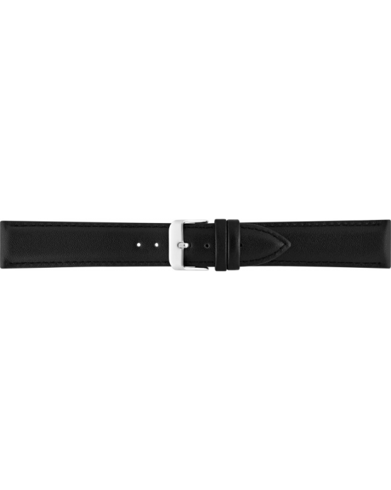 Simple calf leather, padded, watch strap with steel buckle and same color stitching. - 11111616