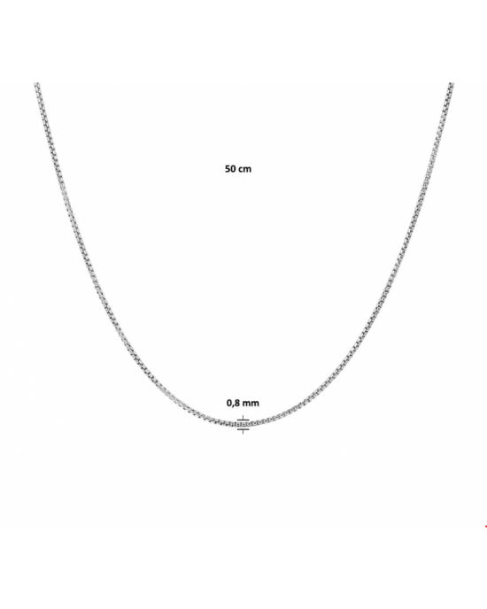 Gerhodineerd zilveren collier met een venetiaanse schakel van 0.8mm. Het collier heeft een draaglengte van 50cm. Info: Gerhodineerd zilver is door de rhodiumlaag beter bestand tegen verkleuren en krassen. - 11112700