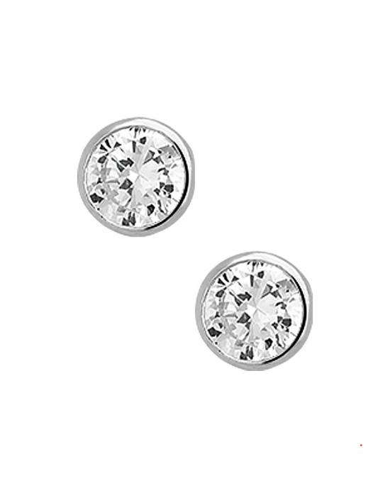 Gerhodineerd zilveren oorknoppen met zirkonia 6 mm in ronde zetkast - 11114467