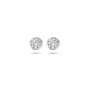 Gerhodineerd zilveren oorknoppen met zirkonia 6 mm in ronde zetkast - 11114467