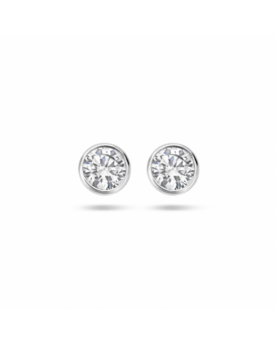Gerhodineerd zilveren oorknoppen met zirkonia 6 mm in ronde zetkast - 11114467