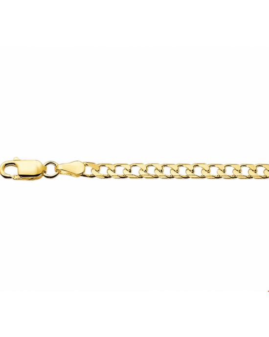 Geelgouden collier van 3,7 mm brede geslepen gourmet schakel.Voorzien van een karabijnhaaksluiting op 60 cm lengte - 11114035