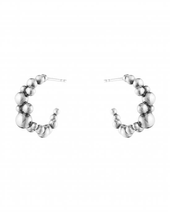 zilveren Georg Jensen fantasie oorstekers, driekwart creolen  : Moonlight Grapes small 551S - 11112760