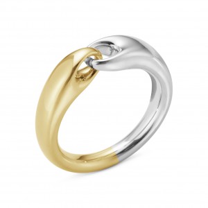 Georg Jensen fantasie ring waarvan helft van zilver en andere helft van 18 krt geelgoud : Reflect small 652A - 11112765