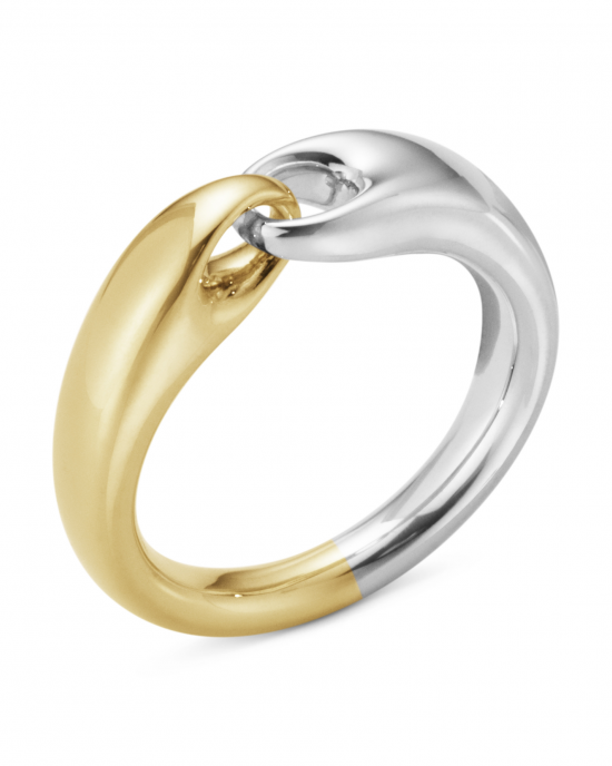 Georg Jensen fantasie ring waarvan helft van zilver en andere helft van 18 krt geelgoud : Reflect small 652A - 11112765