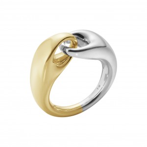 Georg Jensen fantasie ring waarvan helft van zilver en andere helft van 18 krt geelgoud : Reflect large 652B - 11112766