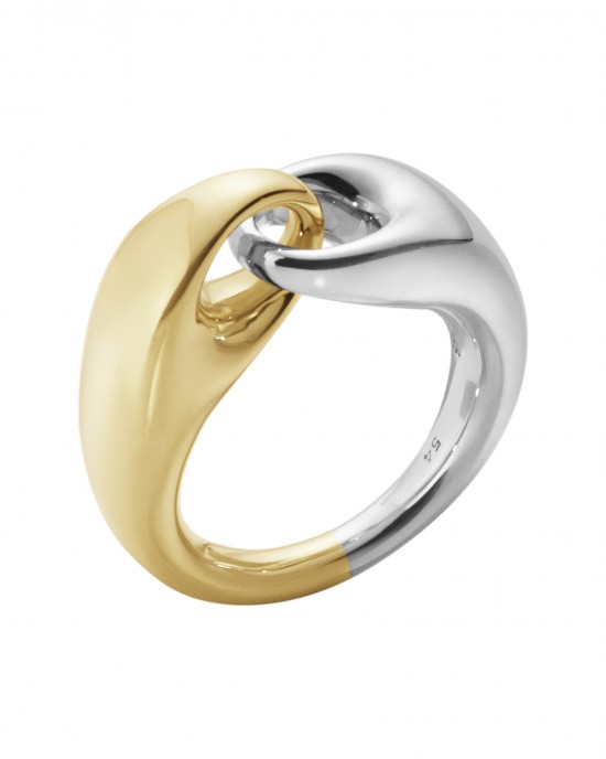 Georg Jensen fantasie ring waarvan helft van zilver en andere helft van 18 krt geelgoud : Reflect large 652B - 11112766