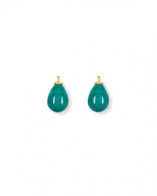 Heide Heinzendorff zilveren geelvergulde oorsieraden hangers, Bohemian glas druppel, in kleur 58 groen. 22300015958 - 11112789