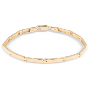 14 krt bicolor gouden Monzario fantasieschakel armband model 867A, bestaande uit smalle platte langwerpige plaatjes, om en om geel en wit, ca 19 cm x 3,25 mm, voorzien van karabijnhaak - 11112805