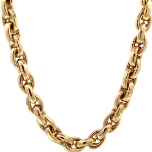 14 krt geelgouden Monzario fantasieschakel collier model 938A, bestaande uit mooie volle schakels, ca 46 cm x 8,5 mm, voorzien van karabijnhaak - 11112807