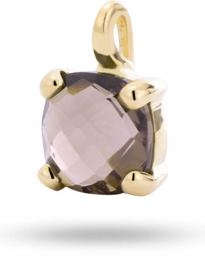 18 krt geelgouden Monzario fantasie hanger, in een 4-poots chaton is een kussenvormig en gefacetteerde blauwe topaas gezet, ca 8mm - 11112829