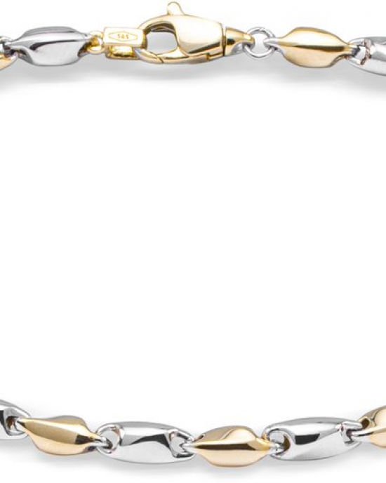 Monzario 14 karaats geelgouden fantasie schakel armband , lengte 19 cm, voorzien van een draaibare karabijnhaak, model 837a geel - 11112834