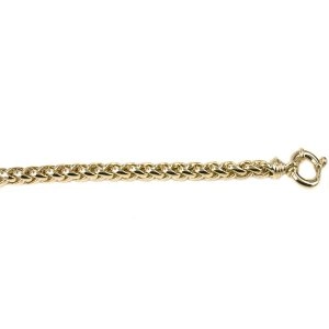 Monzario 14 krt geelgouden vossenstaartschakel armband voorzien van groot veerring slot op 20cm ; model 885a geel - 11112837