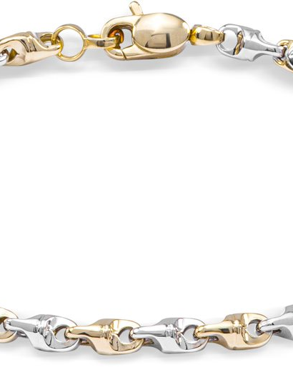 MONZARIO 14 karaats witgouden fantasieschakel armband op 19 cm, 3.4 mm breed,voorzien van karabijnhaak sluiting, model 872-c wit - 11112842