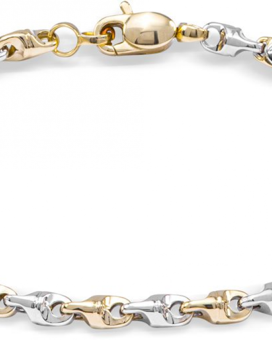 MONZARIO 14 karaats witgouden fantasieschakel armband op 19 cm, 3.4 mm breed,voorzien van karabijnhaak sluiting, model 872-c wit - 11112842 MONZARIO 14 karaats witgouden fantasieschakel armband op 19 cm, 3.4 mm breed,voorzien van karabijnhaak sluiting, model 872-c wit - 11112842