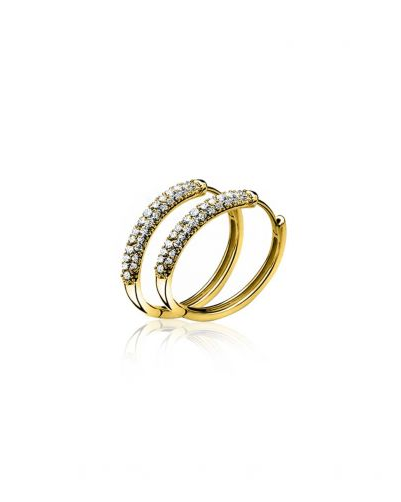 Zilveren Zinzi creolen geel verguld, 15 x 3 mm, met zirconia's pavé gezet, ZIO660G - 11112859