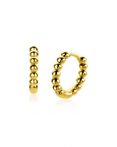 Zilveren Zinzi creolen geel verguld, 15 x 2,5mm, met bolletjes, ZIO923G - 11112860