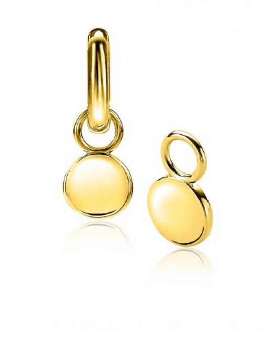 Zinzi zilver geelvergulde oorring bedels; rond plaatje. refnr. zich2345g - 11112913