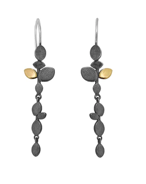 Rabinovich zilveren oorsieraden Golden Spirit geoxydeerd zilver met 14 karaats geelgouden plaatje. Refnr. 76204801 - 11112923