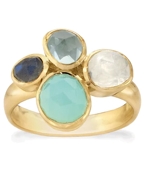 Rabinovich zilver vergulde ring Ocean Crush met  Chalcedoon, Labradoriet, Maansteen en Blauwe Kwarts Refnr. 80103308 - 11112930