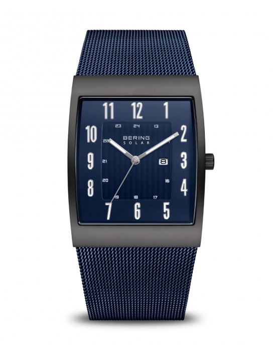 Bering horloge Radio-controlled, tonneauvormige kast, kast en milanaise band zwart gecoat, arabische index en digitaal secondevenster, 52033-227 - 11112940