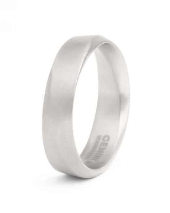 Gemini ring, Verso Silver , 6 mm titanium ring a-symmetrisch. refnr. VER01 maat 58 - 11112994