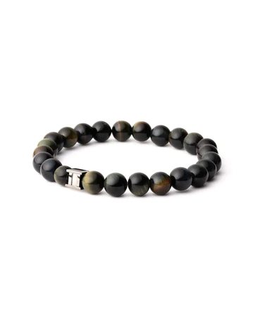 Gemini rekarmband met Evergreen bollen ca 6mm mm en een stalen sierstuk, lengte XL - 11112996