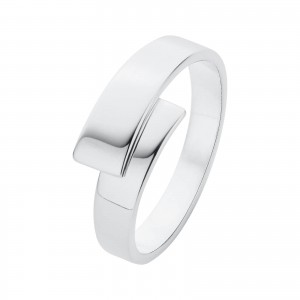 Zilveren NOL ring, handgesmeed, overlappend model geheel gepolijst ca 5 mm breed, AG80154-5 - 11113015