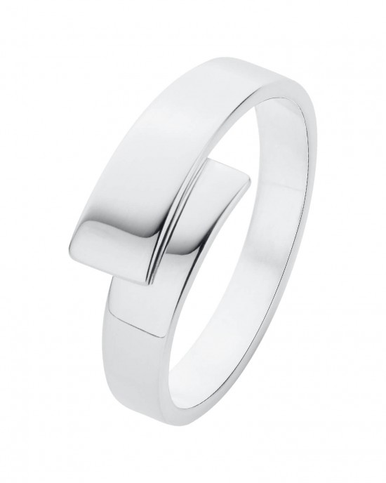 Zilveren NOL ring, handgesmeed, overlappend model geheel gepolijst ca 5 mm breed, AG80154-5 - 11113015