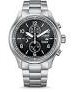 titanium Citizen Eco-drive chronograaf , donkere wijzerplaat, arabische cijfers en 24 uurswijzer, 100m WD - 11113023