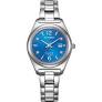 titanium Citizen Eco-drive, kast 29,5 mm met blauwe wijzerplaat welke is verfraaid met 4 diamanten, saffierglas en 100 m WD - 11113025