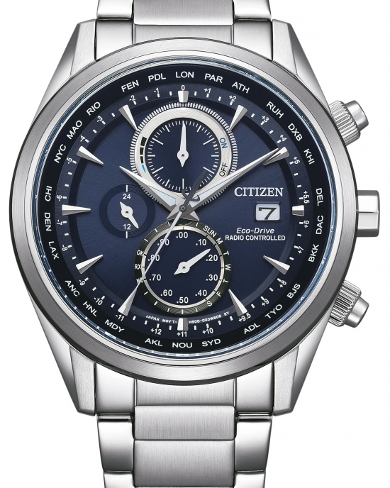 Citizen Radio-Controlled chronograaf Eco-Drive horloge 100 m WD, blauwe wijzerplaat, saffier glas, 100m WD - 11113039