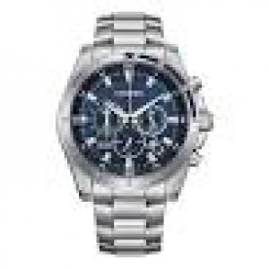 stalen Citizen Quartz chronograaf horloge 100 m WD, blauwe wijzerplaat datum + 100m WD - 11113040