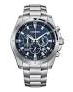 stalen Citizen Quartz chronograaf horloge 100 m WD, blauwe wijzerplaat datum + 100m WD - 11113040