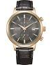 Citizen horloge Eco-Drive Chronograaf 50 m WD met vintage look, kast 42 mm is warm rosé verguld, donkere wijzerplaat met datumfunctie - 11113046