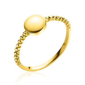 14 karaat geelgouden Zinzi ring, scheen met bolletjes en in het midden een glad plaatje, ZGR399-54 - 11113148